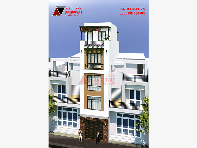 Thiết kế mẫu nhà phố 4x12m hiện đại 5 tầng 6 phòng ngủ ở Hà Nội NP9090821