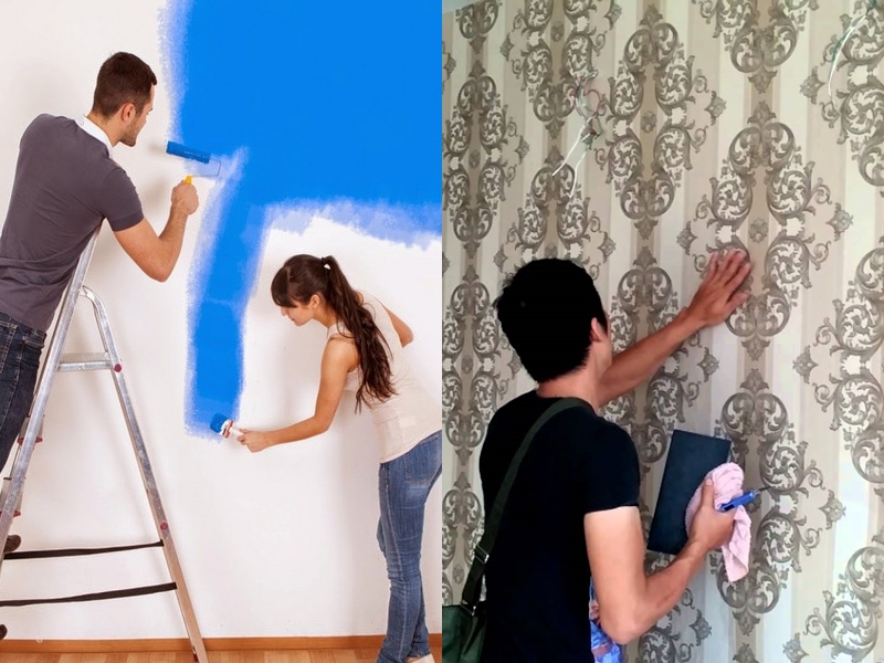 nên sơn nhà hay dùng giấy dán tường