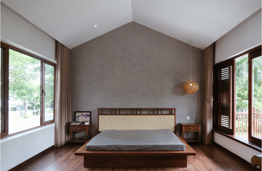 Giường ngủ gỗ tự nhiên kiểu dáng hiện đại, gọn gàng mang vẻ đẹp hoài niệm nhẹ nhàng, tinh tế