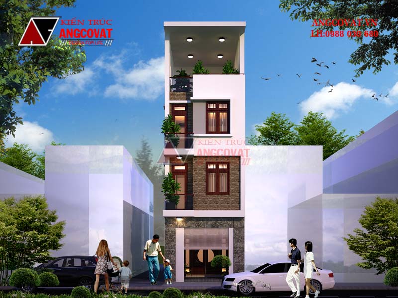 Hình ảnh mặt phối cảnh 3D thiết kế nhà phố diện tích 50m2 tại Hoàng Mai – Hà Nội