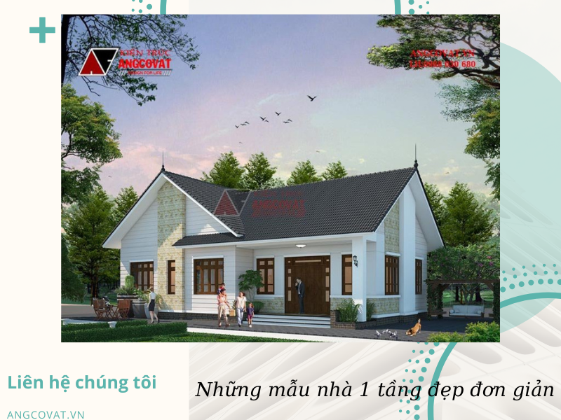 Phối cảnh ngoại thất mẫu nhà 1 tầng đơn giản tại Lai Châu