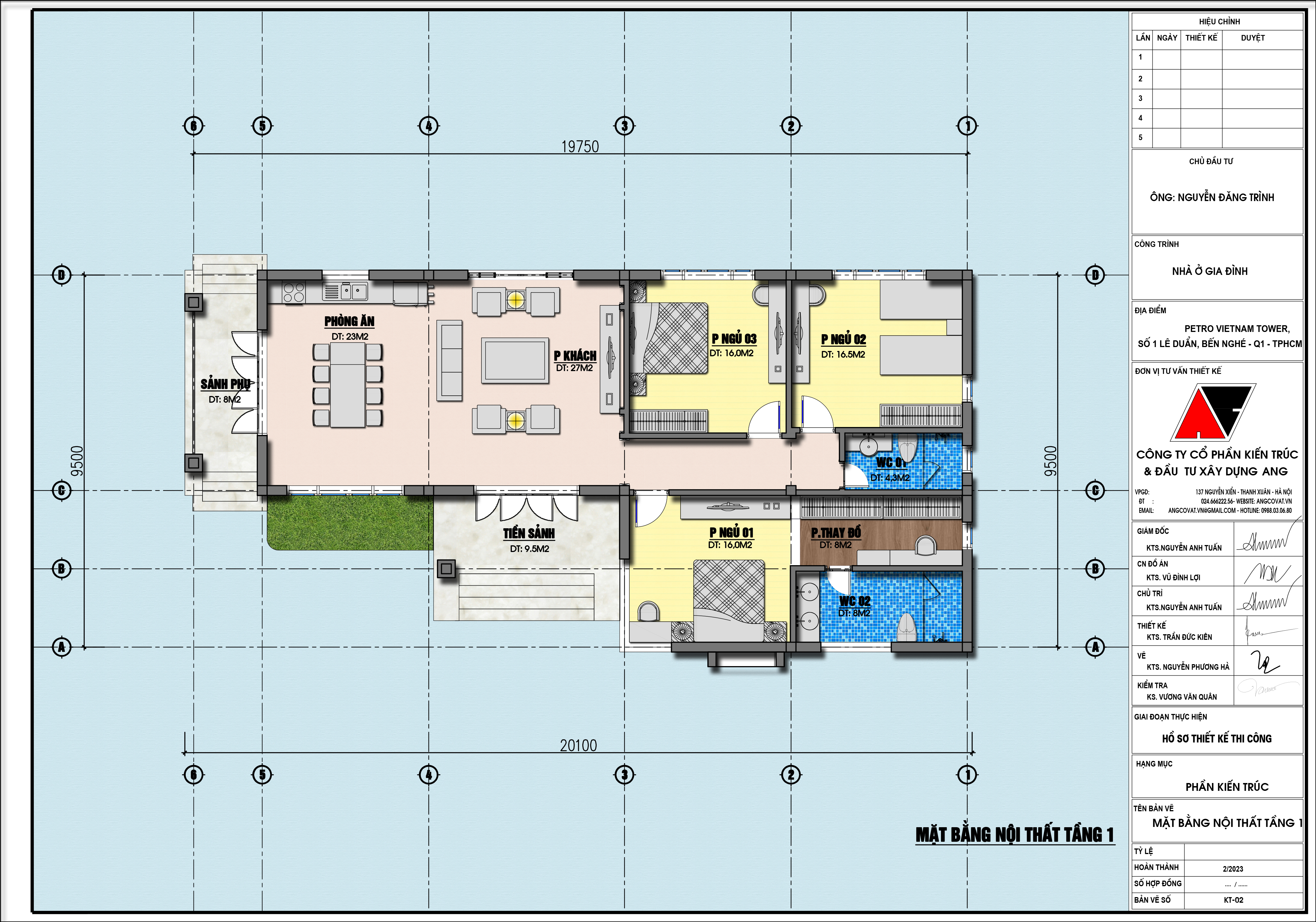 mẫu nhà 1 tầng 3 phòng ngủ hiện đại diện tích 160m2