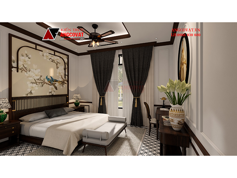 Mẫu phòng ngủ thiết kế theo phong cách kiến trúc Indochine