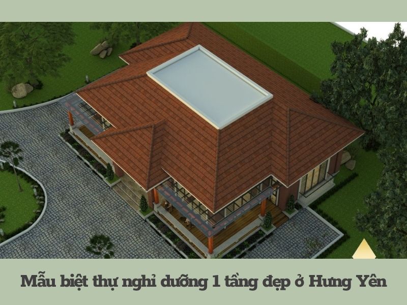 Tổng thể mẫu biệt thự nghỉ dưỡng 1 tầng đẹp ở Hưng Yên