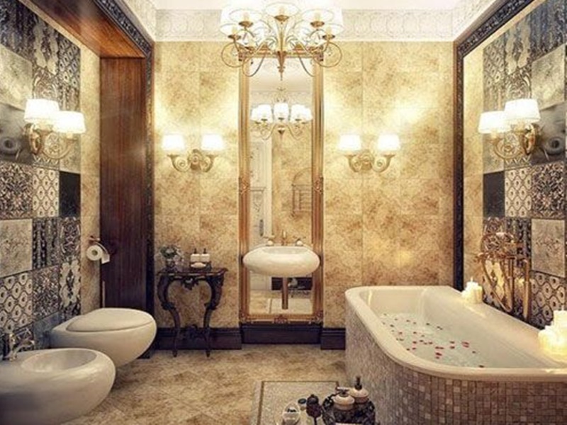 thiết kế nội thất phòng tắm cho lâu đài cổ điển