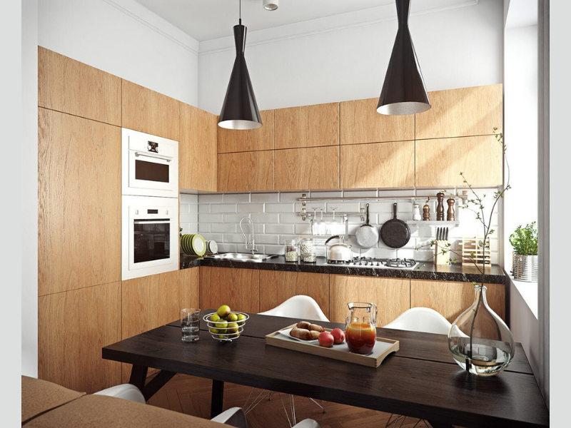 Không gian phòng bếp thiết kế nội thất phong cách retro
