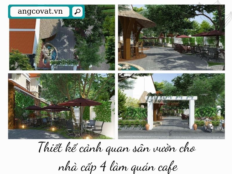 Thiết kế cảnh quan sân vườn cho nhà cấp 4 làm quán café