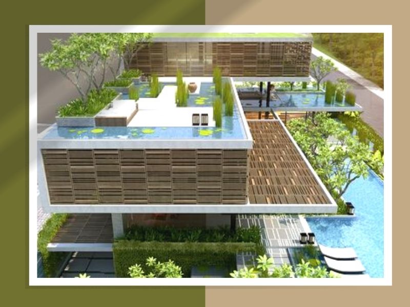 mẫu thiết kế biệt thự có hồ bơi trên sân thượng