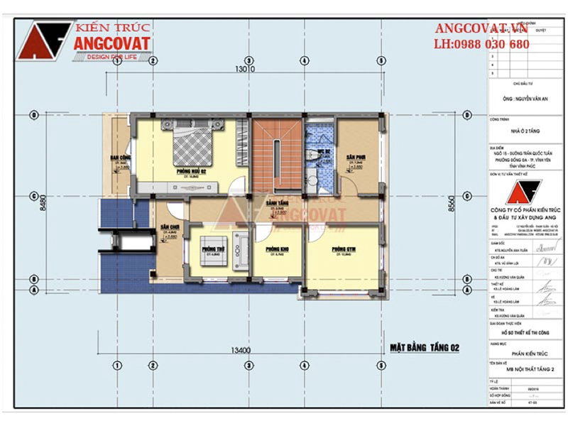 Mặt bằng tầng 2: Mẫu nhà 2 tầng đẹp ở nông thôn 2020 mái dốc cuốn hút có 2 phòng ngủ 1 phòng thờ