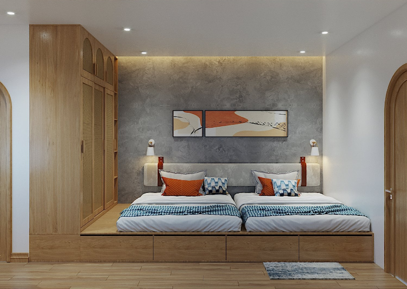 Thiết kế phòng ngủ đôi phong cách đơn giản hiện đại mà vẫn thu hút 