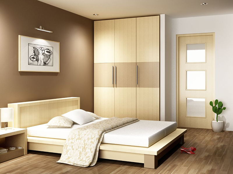 Sàn nhà lát gạch giả gỗ cùng thiết kế nội thất phòng ngủ trẻ trung, xinh đẹp