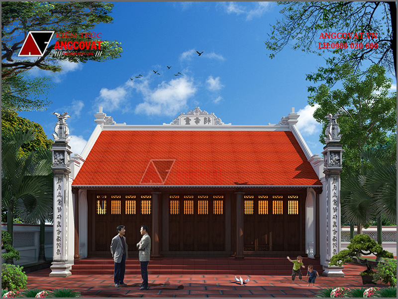 Phối cảnh 3D mẫu thiết kế nhà thờ tổ diện tích 80m2 tại Thái Bình