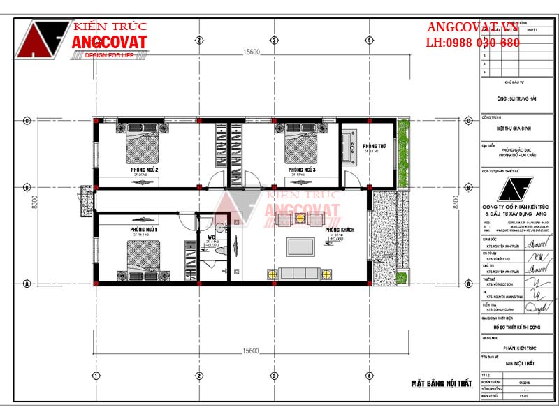  Mặt bằng nội thất mẫu thiết kế nhà trệt đơn giản mái thái phòng ngủ 120m2