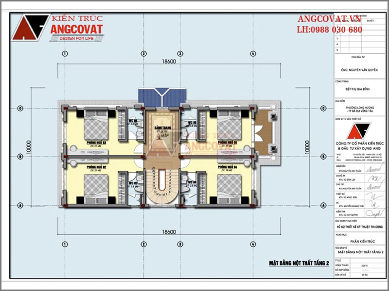 Bản vẽ thiết kế nhà bao nhiêu tiền – Mặt bằng tầng 2 mẫu số 6