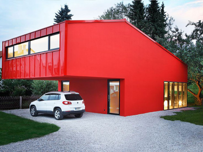 Thiết kế hiện đại sử dụng đỏ làm màu sơn nhà đẹp cho người mệnh Hỏa