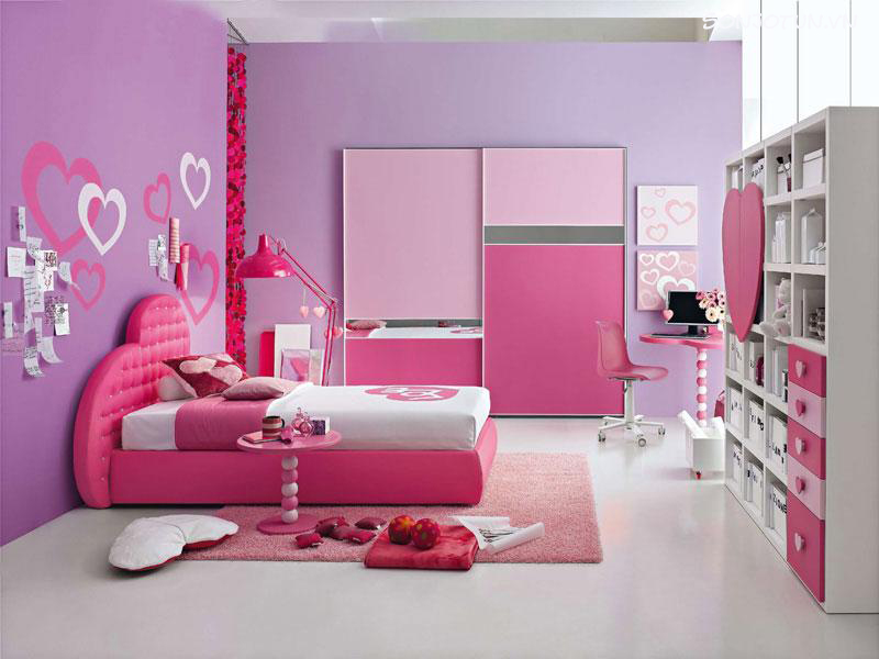 Dùng hồng mơ mộng trong màu sơn nhà đẹp cho người mệnh Hỏa tại phòng ngủ