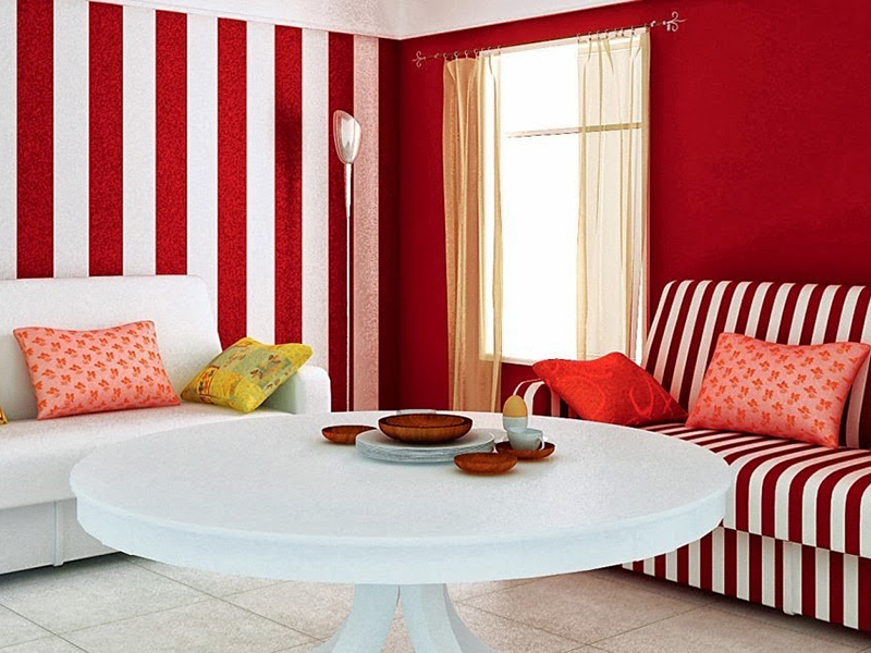 Dùng đỏ làm màu sơn nhà đẹp cho người mệnh Hỏa trong thiết kế nội thất tại phòng khách