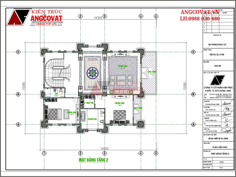 Mặt bằng tầng 2: mẫu thiết kế kiến trúc cổ điển diện tích 280m2