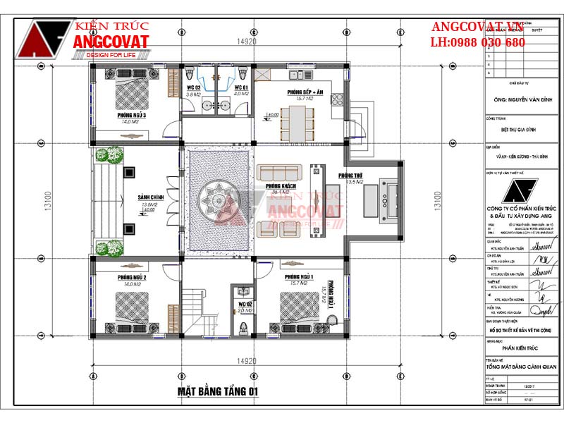  Thiết kế công năng  mẫu nhà cấp 4 trệt 3 phòng ngủ diện tích 160m2 tại Thái Bình