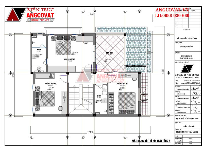 thiết kế nhà mái thái gác lửng 4 phòng ngủ diện tích 100m2 3