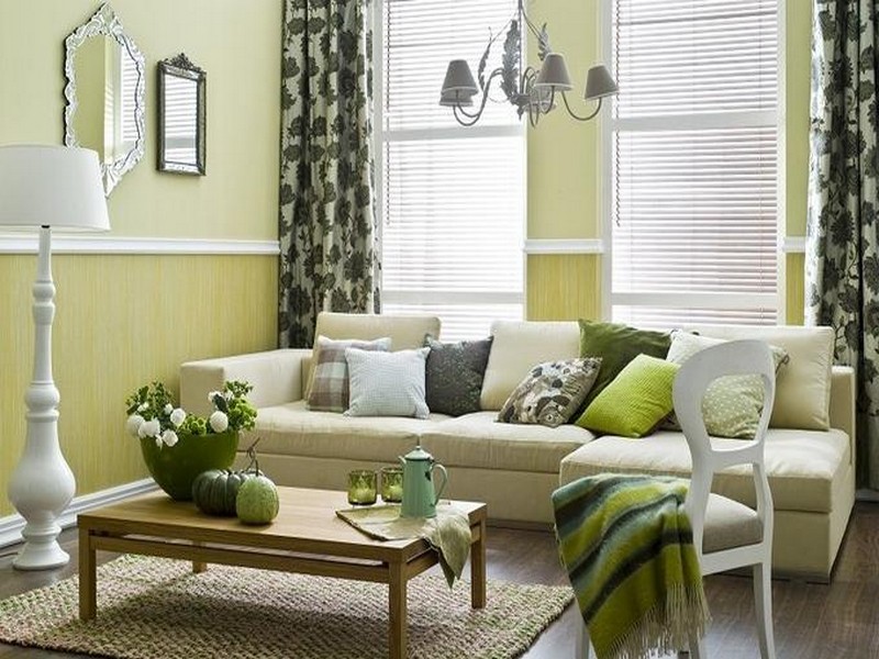 trang trí phòng khách màu xanh lá cây kiểu cổ điển