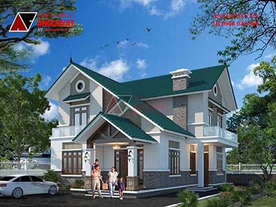 Cung cấp bản vẽ chi tiết nhà 2 tầng mái thái 150m2 4 phòng ngủ ở Hòa Bình BT318079