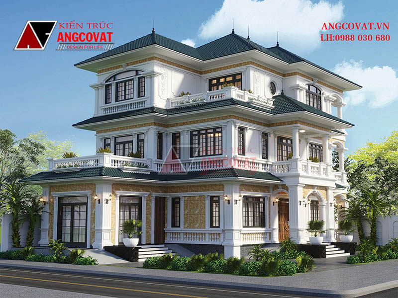 Thiết kế nhà biệt thự 3 tầng đẹp ở Ninh Bình » Nhà Á Châu