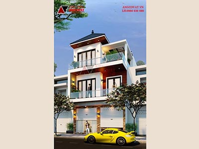 Hình ảnh mẫu nhà 3 tầng mặt tiền 7m mái Nhật hiện đại ở Hưng Yên BT210421