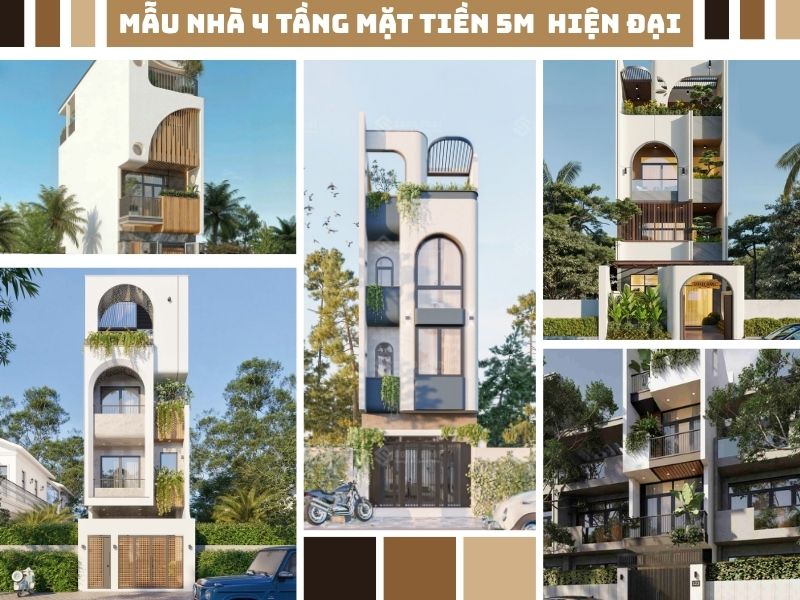 20+ mẫu nhà 4 tầng mặt tiền 5m hiện đại đẹp đáng xây trong năm 2026 