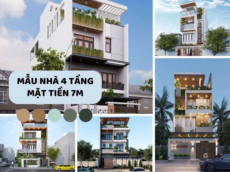 Top 30+ mẫu nhà 4 tầng mặt tiền 7m đẹp đáng xây nhất năm nay