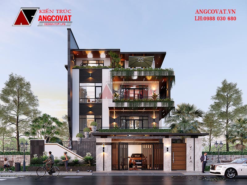 Mẫu thiết kế biệt thự phố 4 tầng diện tích 8x16,5m tại Tân Phú | Phan Kiến  Phát Co.,Ltd