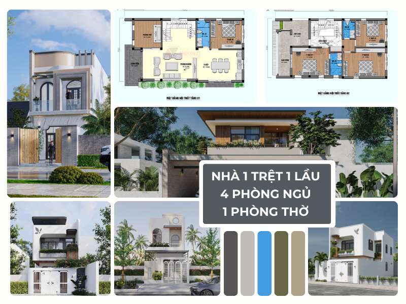 Giới thiệu hơn 30+ mẫu nhà 1 trệt 1 lầu 4 phòng ngủ 1 phòng thờ đẹp và tiện nghi