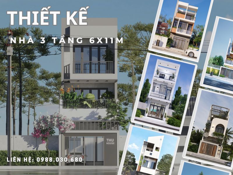 Thiết kế nhà 3 tầng 6x11m - Giải pháp thông minh cho nhà phố hẹp