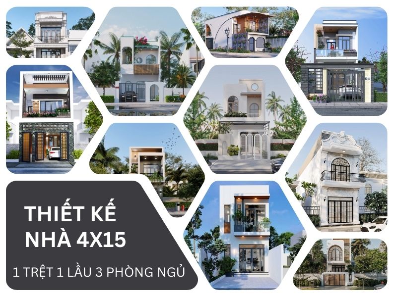 Tham khảo các mẫu thiết kế nhà 4x15 1 trệt 1 lầu 3 phòng ngủ đẹp và tối ưu