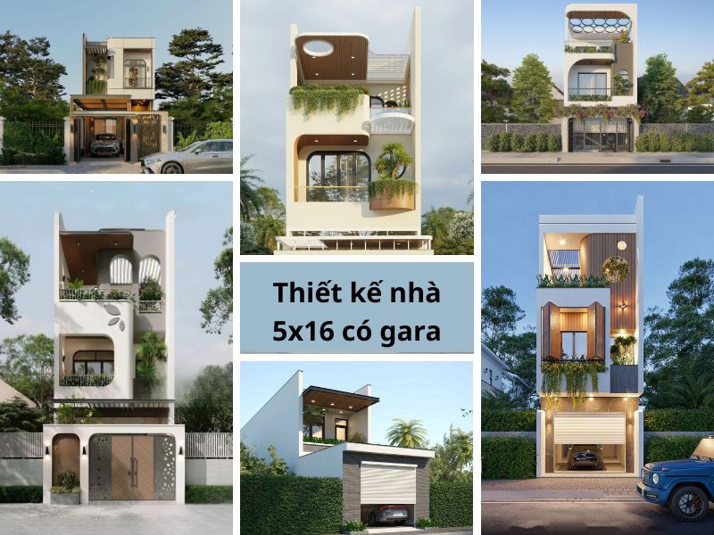 Tuyển chọn 29+ thiết kế nhà 5x16 có gara đẹp, tối ưu cho nhà phố hiện đại 