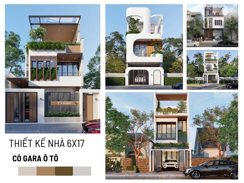 Thiết kế nhà 6x17 có gara ô tô - Giải pháp nhà phố hiện đại & tiện nghi 