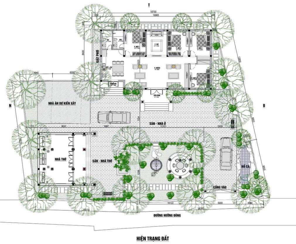  Bản vẽ mặt bằng nhà biệt thự 1 tầng kiểu Pháp tân cổ điển 160m² – Quy hoạch nhà vườn 600m² sang trọng ở nông thôn