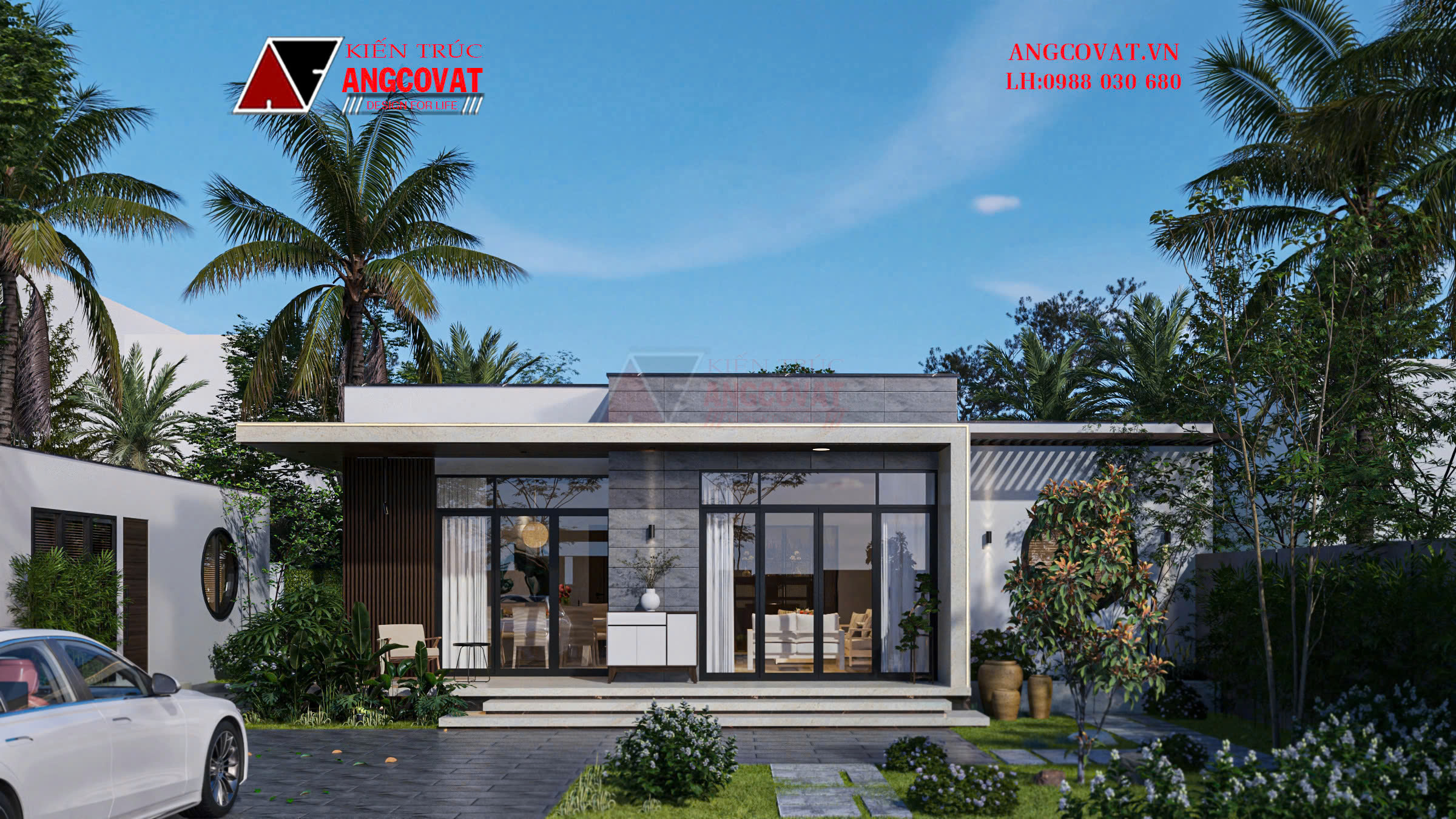 Nhà vườn mái bằng 1 tầng 3 phòng ngủ mang hơi thở hiện đại và thư thái BT231225 