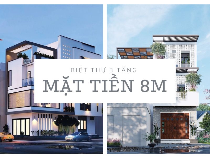 99+ mẫu biệt thự 3 tầng mặt tiền 8m - Xu hướng mới 2026