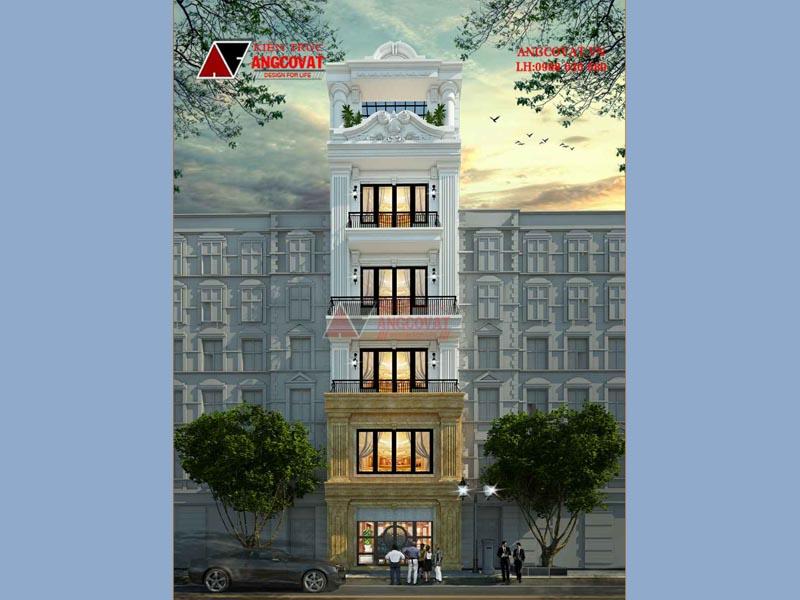Mẫu nhà ống 6 tầng tân cổ điển kích thước 6x17m đẹp NP303099