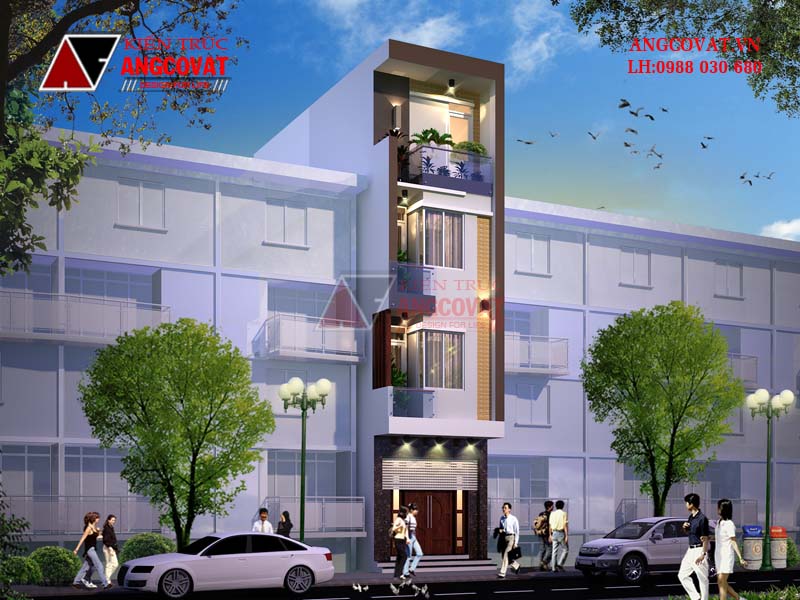 Hướng dẫn cách bố trí mặt bằng cho mẫu nhà phố mặt tiền 3 5m 4 tầng hiện đại NP222067