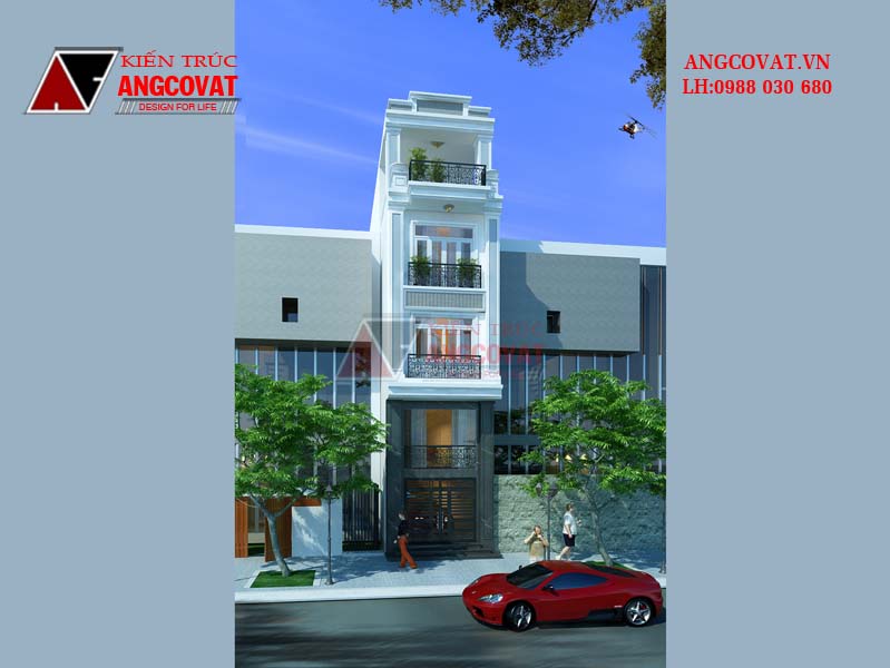 Kiến trúc sư Angcovat tư vấn mẫu thiết kế nhà phố 4x12m 4 tầng tân cổ điển sang trọng NP224067
