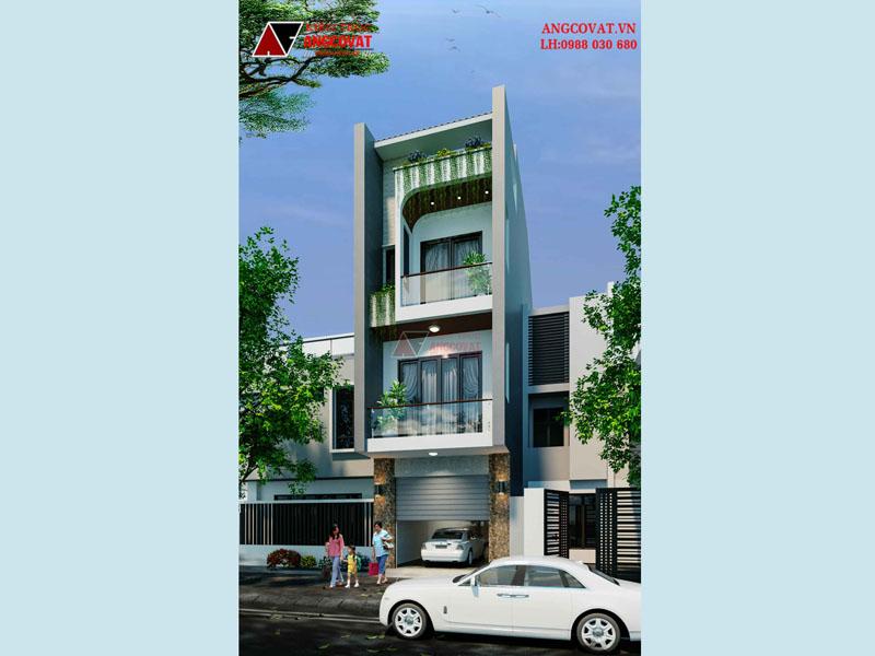 Cách tính chi phí xây nhà 4 tầng 70m2 mái bằng 3 phòng ngủ hiện đại đẹp NP512050