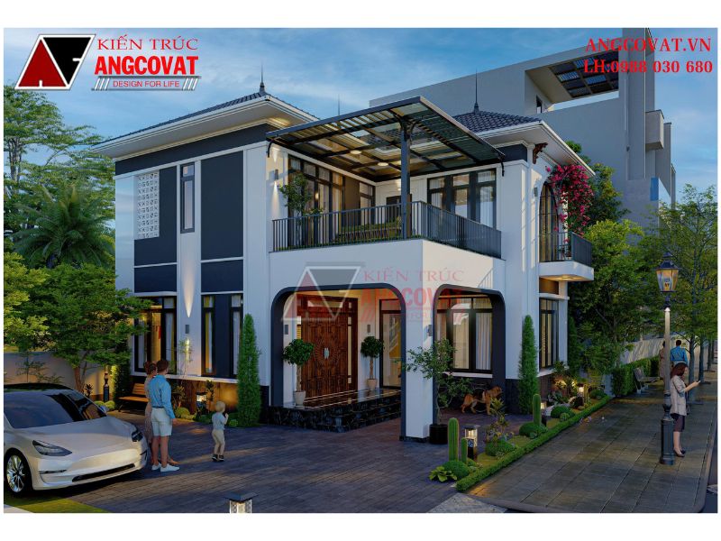 Vẻ đẹp tinh tế của mẫu nhà vuông 2 tầng 10x10m đẹp ở nông thôn BT250326