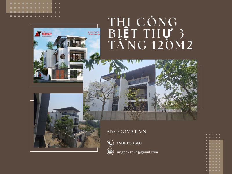 Thi công biệt thự 3 tầng 120m2 - Hình ảnh công trình đang dần hoàn thiện