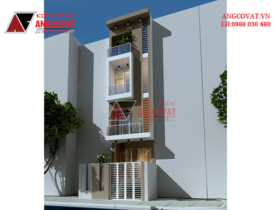 Thiết kế nhà phố mặt tiền 6m hiện đại 5 tầng ở Hưng Yên NP5955