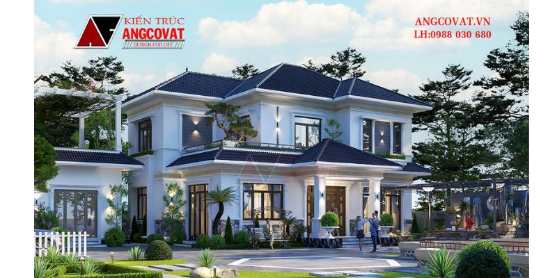 Khám phá nét đẹp sang trọng có trong mẫu biệt thự vườn 2 tầng mái nhật 130m2 tại Hưng Yên BT081225