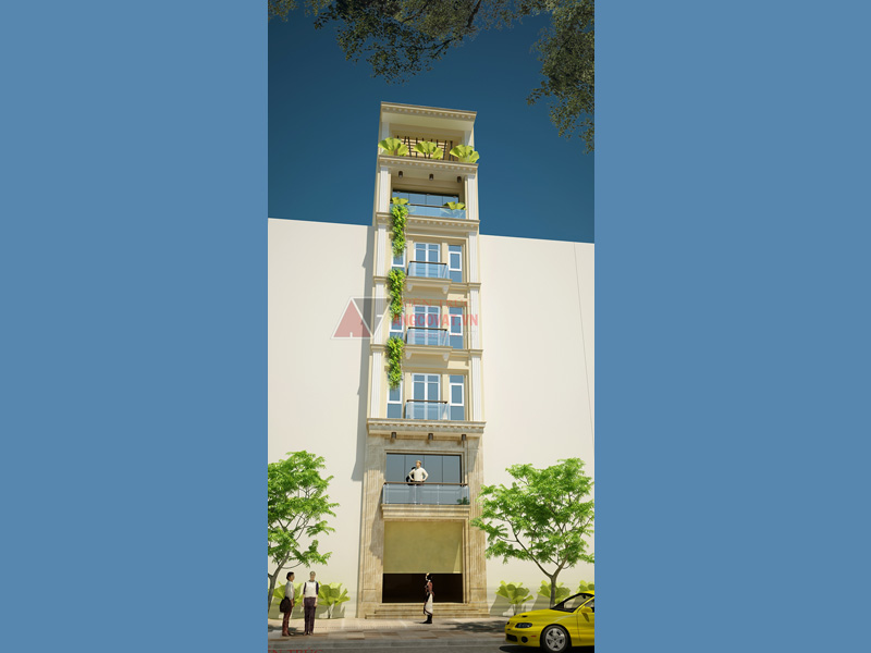 Mẫu thiết kế nhà phố mặt tiền 5m hiện đại đẹp NP61355