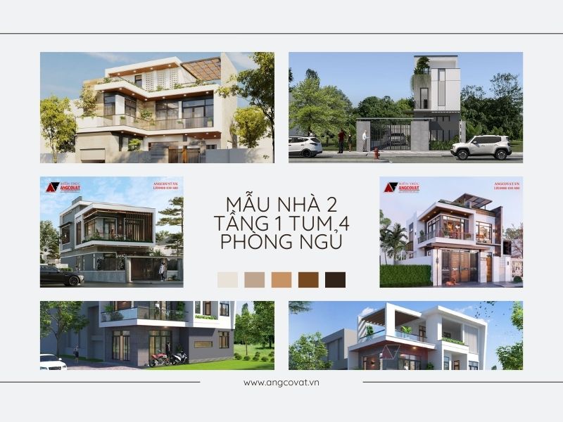 12+ mẫu nhà 2 tầng 1 tum 4 phòng ngủ mang vẻ đẹp đẳng cấp sang trọng