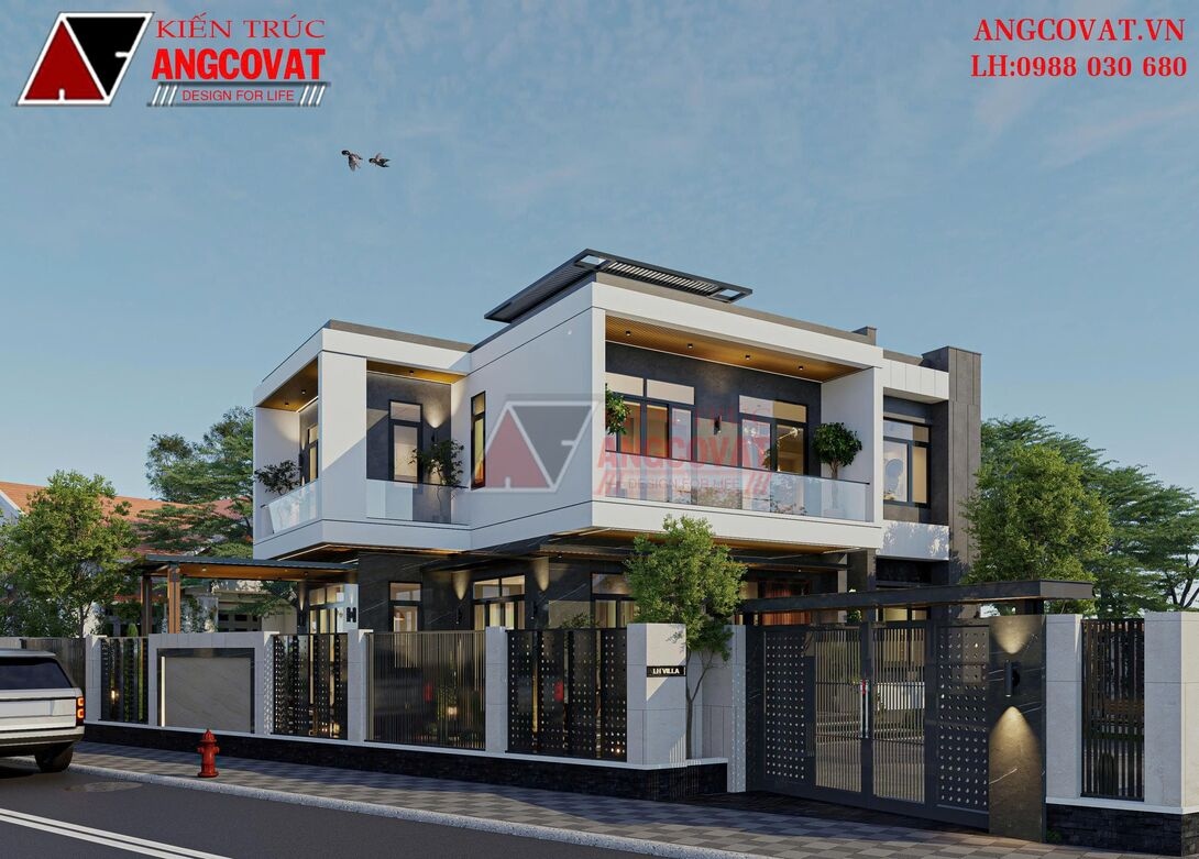 Thiết kế biệt thự 2 tầng mái bằng hiện đại – Giải pháp không gian sống đẳng cấp và tối ưu chi phí BT3240326